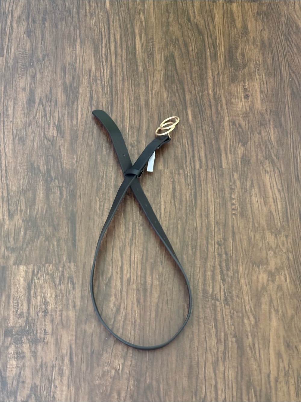 Francesca's Collections Black Belt with Gold Double-Ring Buckle